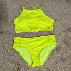 Neon two piece bathing suit